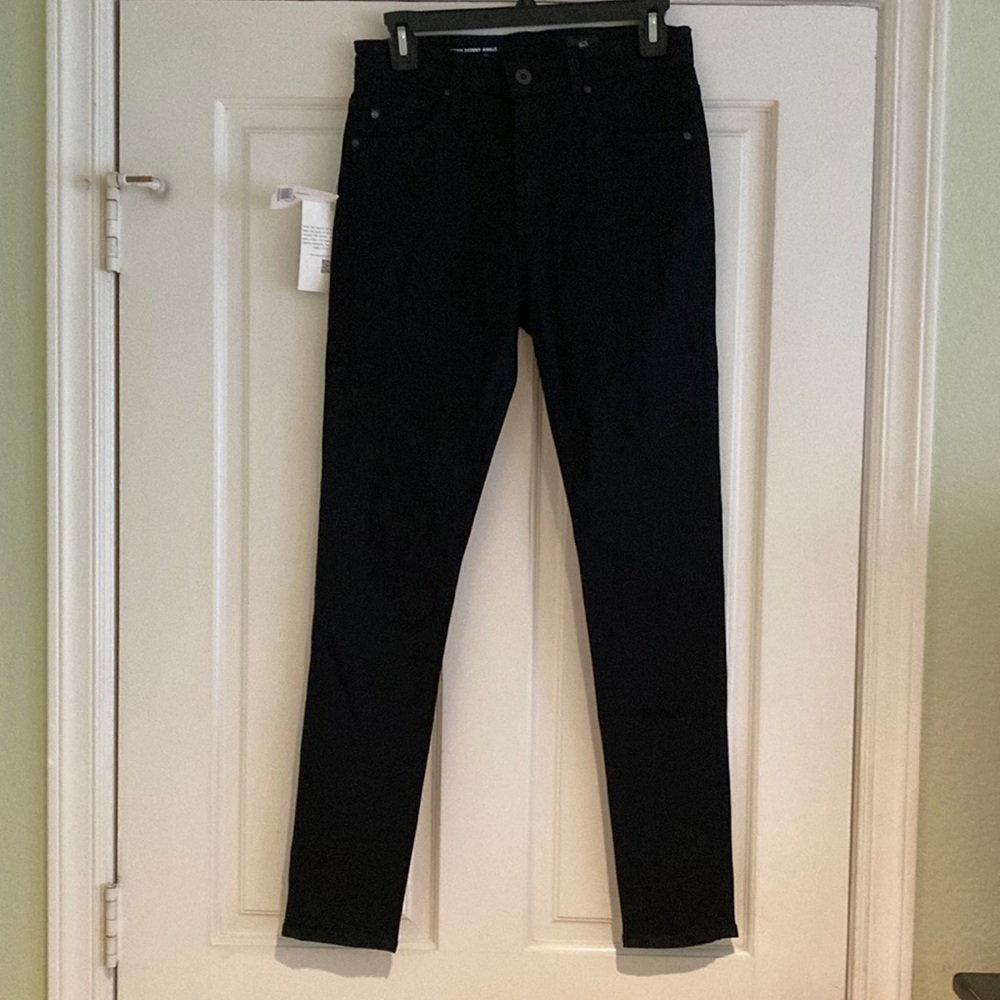 AG Women’s Soft Jean- The Farrah High Rise Skinny Ankle Black size 26 regular